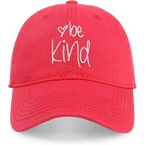 Unisex Hot Pink 100% Cotton Be Kind Embroidered Adjustable Classic Baseball Cap